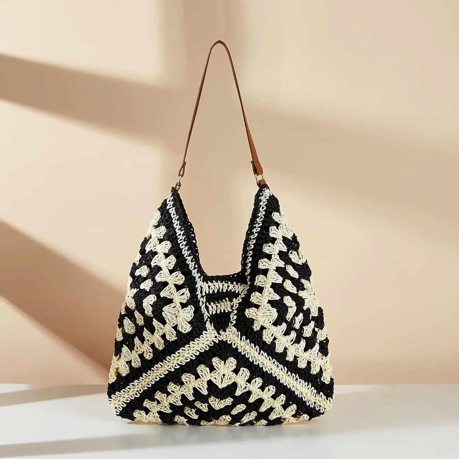 Rejolly Straw Hobo Bag for Women Tote Bag Summer Vacation Beach Handbags Boho Bohemian Style Shoulder Purse
