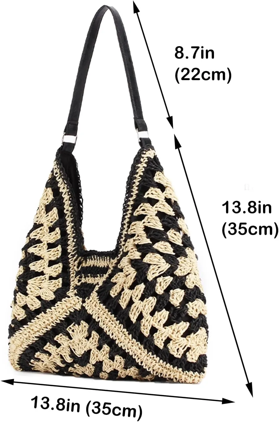 Rejolly Straw Hobo Bag for Women Tote Bag Summer Vacation Beach Handbags Boho Bohemian Style Shoulder Purse