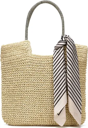 Rejolly Straw Tote Bag for Women Beach Summer Vacation Boho Rattan Handbags Large Woven Shoulder Purse