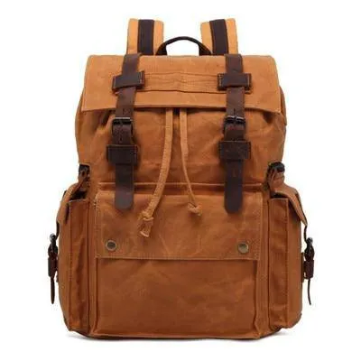 Retro Canvas Leather Waterproof Backpack 20 Litre