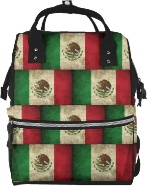 Retro-Mexico-Sacred Flagdiaper Bag Backpack Multifunction Travel Pack Changing Bags