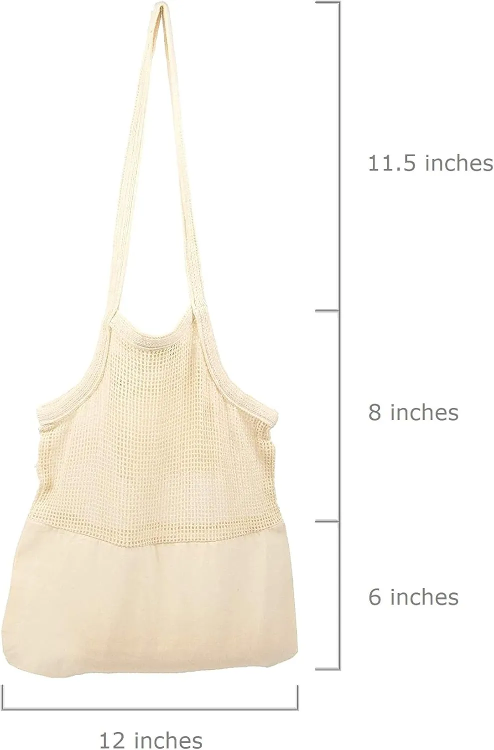 Reusable Mesh Grocery Shopping Bags - Organic Cotton Mesh Tote Bags - Net Farmers Market Bags with Reinforced Bottom - Mesh Mushroom Foraging Tote Bags - Portable Cotton French Market Tote (3 Bags)