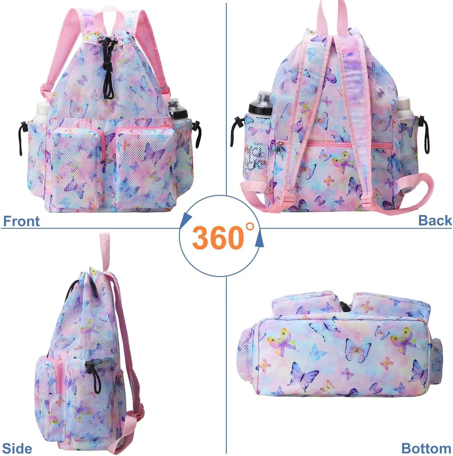 RHCPFOVR Mesh Swim Bags for Swimmers - Drawstring Backpack for Women Men Girls Swim Team Gear Swimming Beach Gym Bag Sports Pool