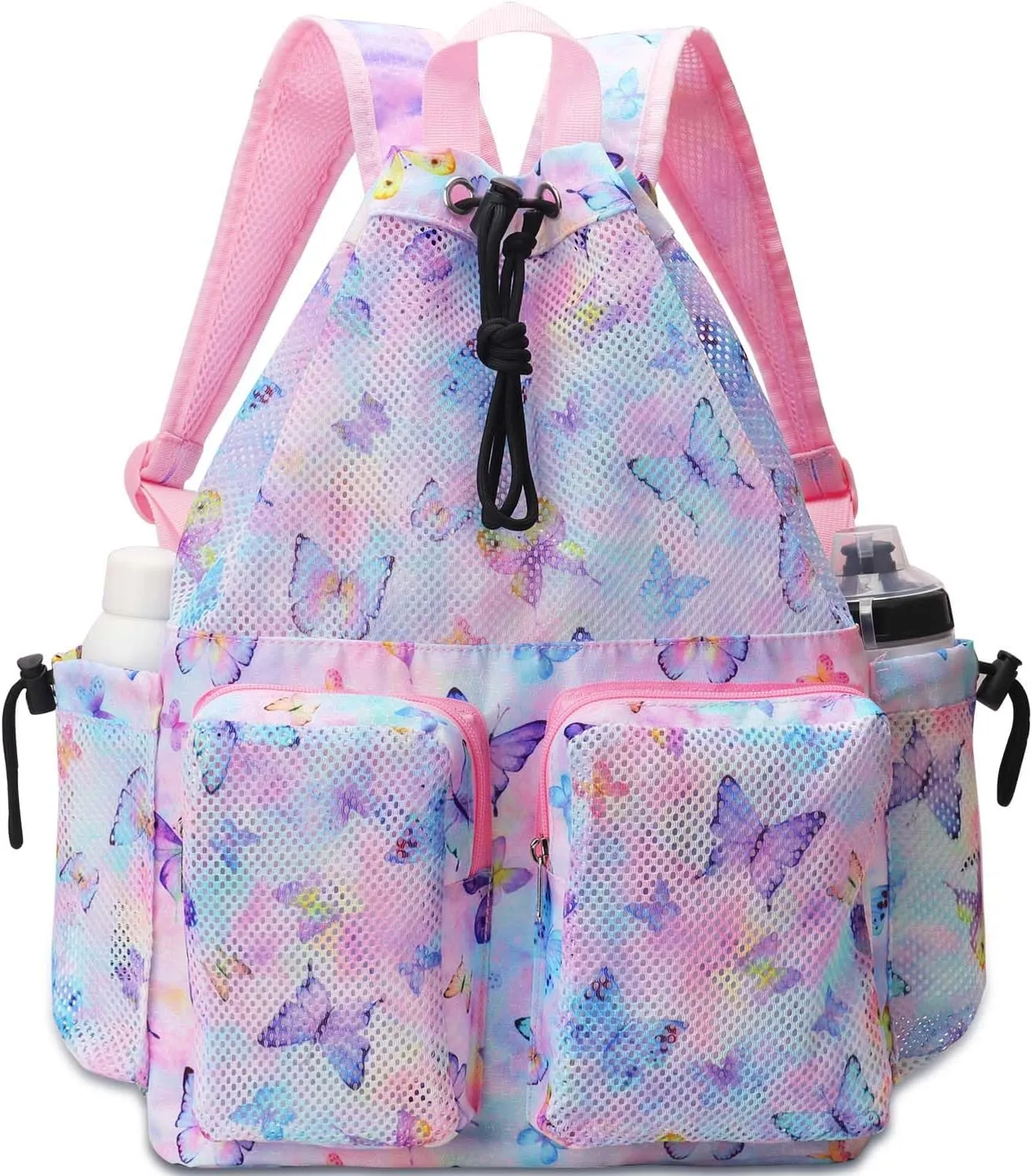 RHCPFOVR Mesh Swim Bags for Swimmers - Drawstring Backpack for Women Men Girls Swim Team Gear Swimming Beach Gym Bag Sports Pool