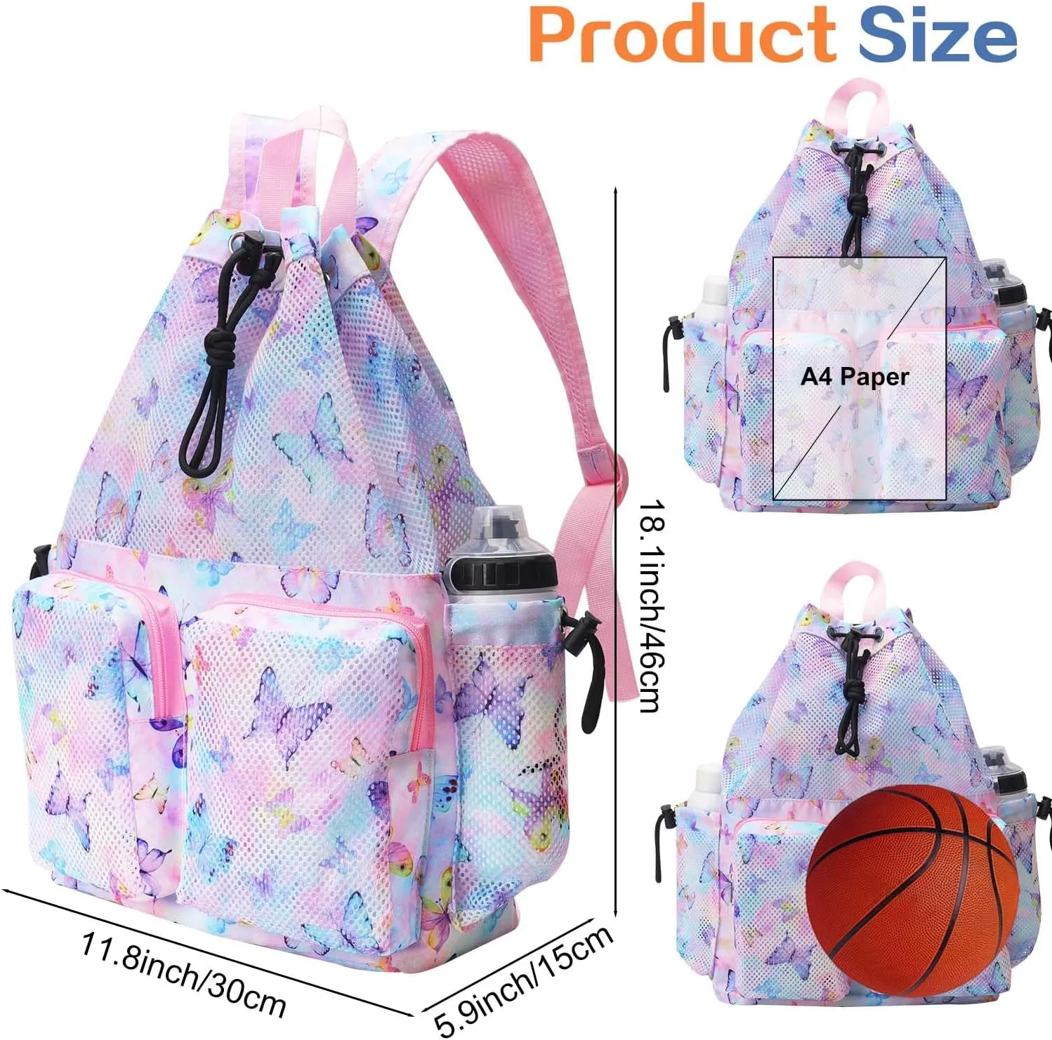 RHCPFOVR Mesh Swim Bags for Swimmers - Drawstring Backpack for Women Men Girls Swim Team Gear Swimming Beach Gym Bag Sports Pool