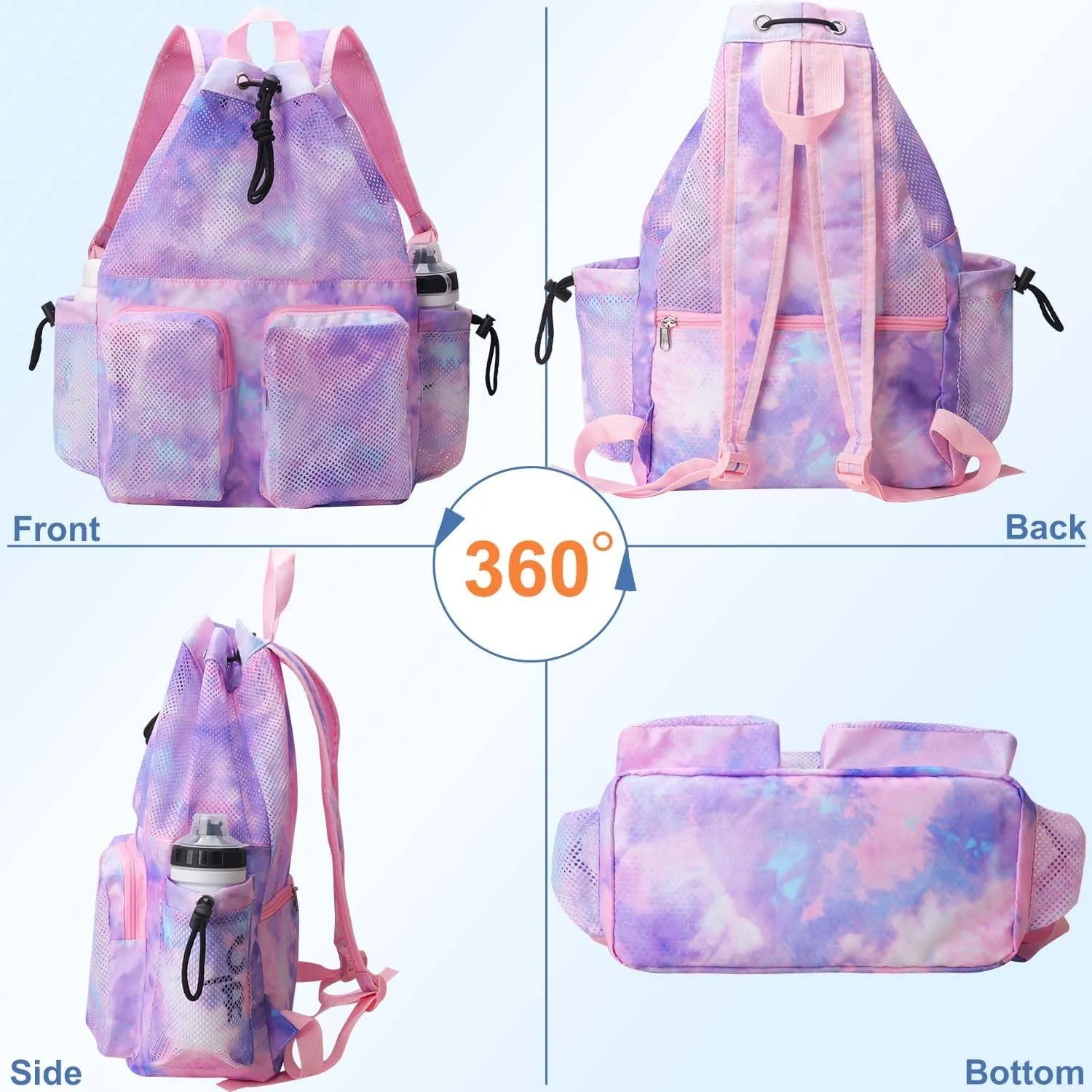 RHCPFOVR Mesh Swim Bags for Swimmers - Drawstring Backpack for Women Men Girls Swim Team Gear Swimming Beach Gym Bag Sports Pool