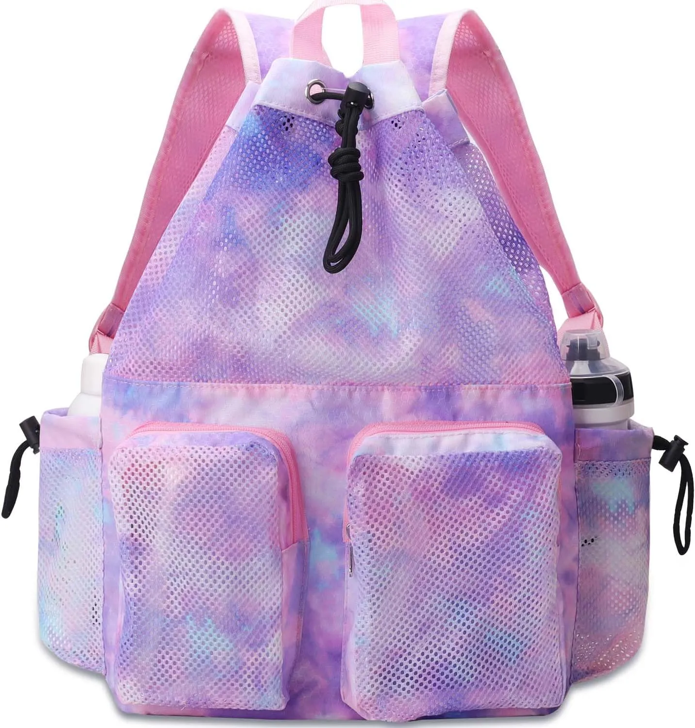 RHCPFOVR Mesh Swim Bags for Swimmers - Drawstring Backpack for Women Men Girls Swim Team Gear Swimming Beach Gym Bag Sports Pool