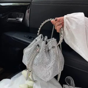 Rhinestone Evening Bag Silver Purse Sparkly Diamond Silver Clutch Purses for Women Party Club Wedding