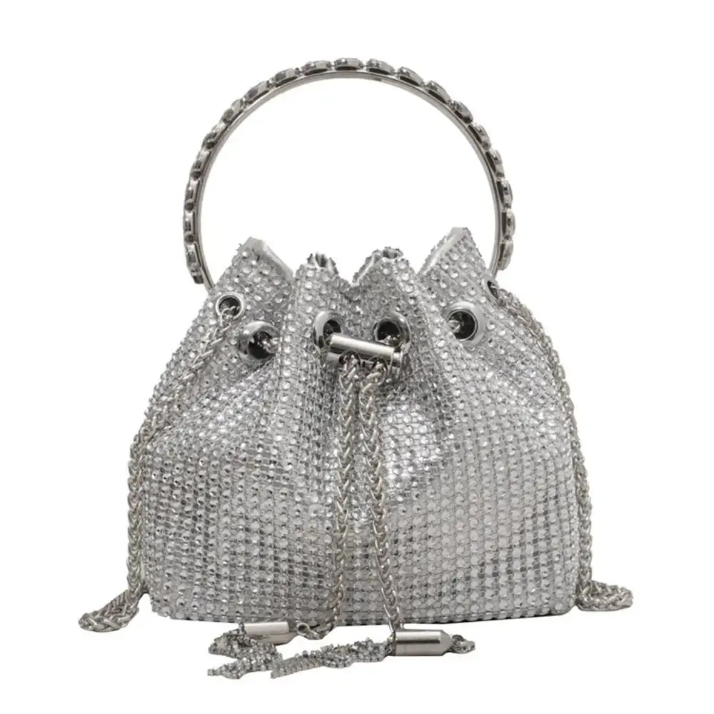 Rhinestone Evening Bag Silver Purse Sparkly Diamond Silver Clutch Purses for Women Party Club Wedding