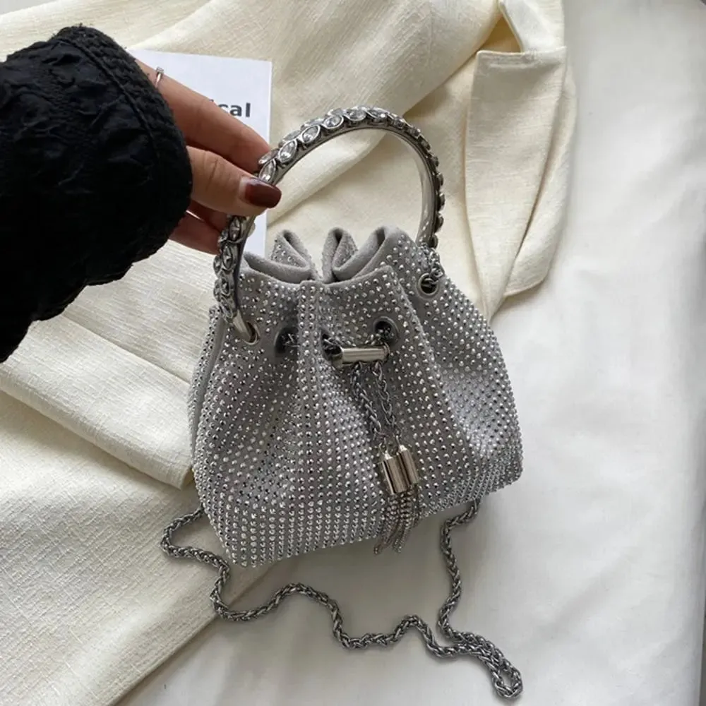 Rhinestone Evening Bag Silver Purse Sparkly Diamond Silver Clutch Purses for Women Party Club Wedding