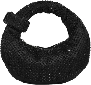 Rhinestone Top Handle Bag for Women, Sparkly Clutch Handbag Trendy Underarm Handbag Evening Purse Mini Party Prom
