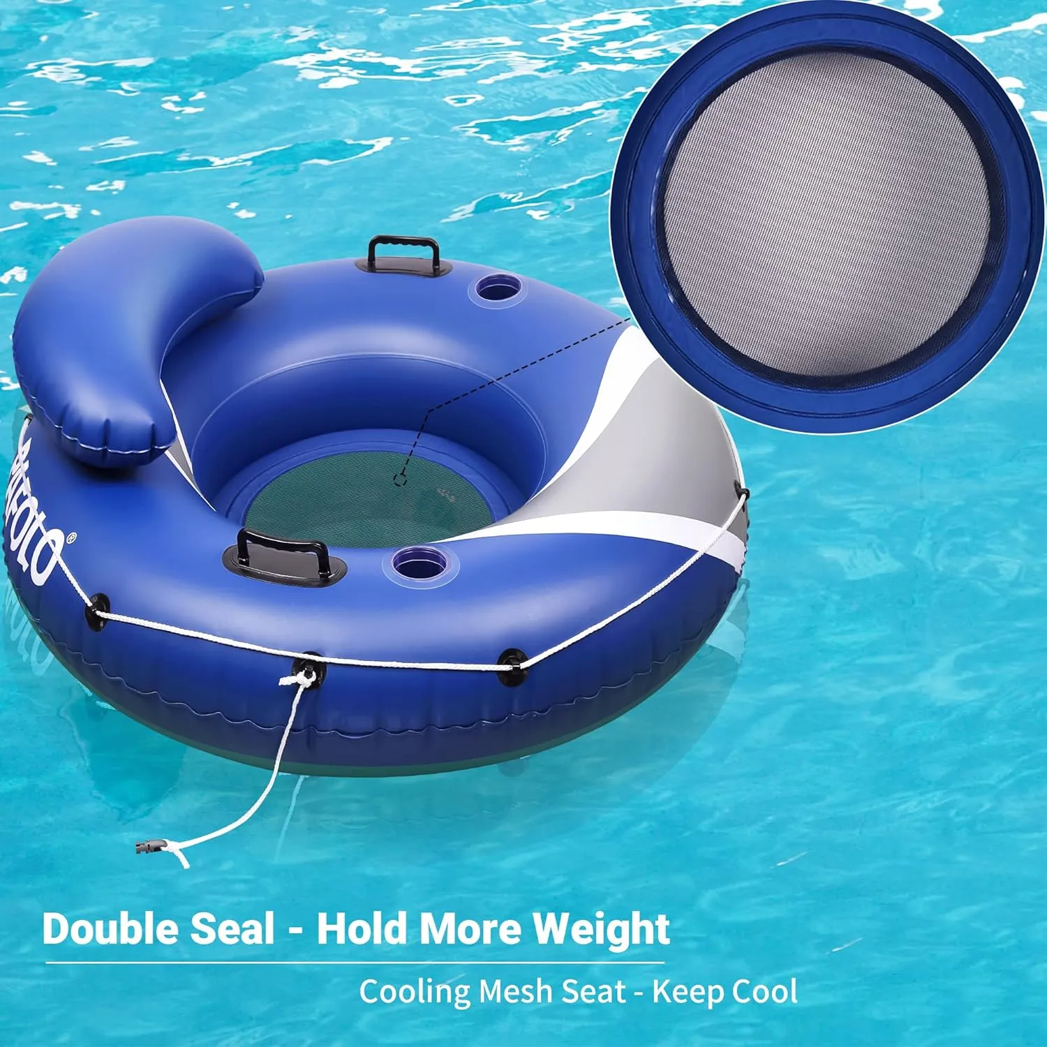 River Tubes for Floating Heavy Duty, Pool Float Adult, 45" Inflatable Float Tube for Beach Lake Rafting, River Floats with Mesh Bottom