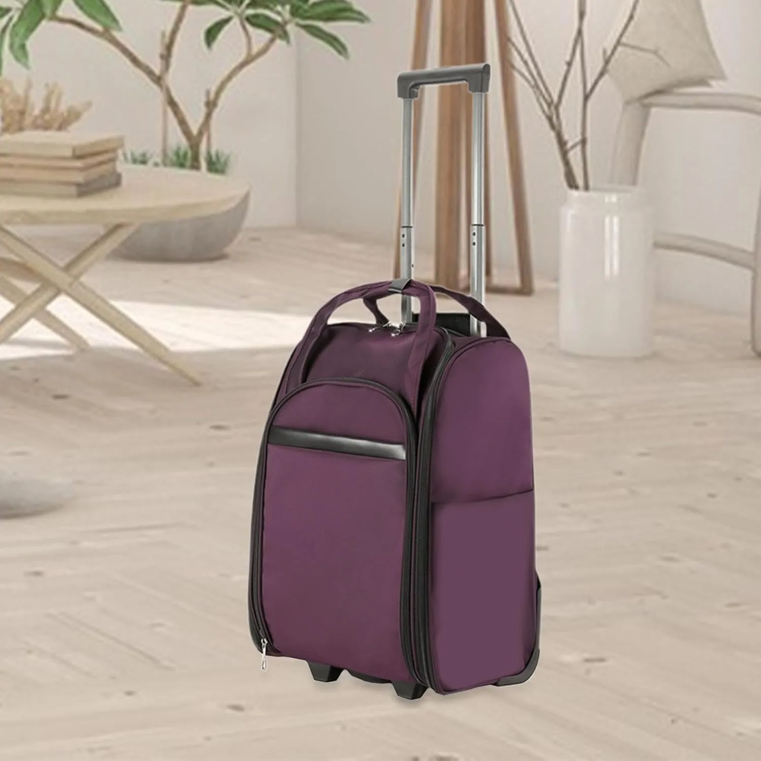 Rolling Duffel Bag with Wheels Multifunction Travel Bags for Picnic Beach Travel, Purple