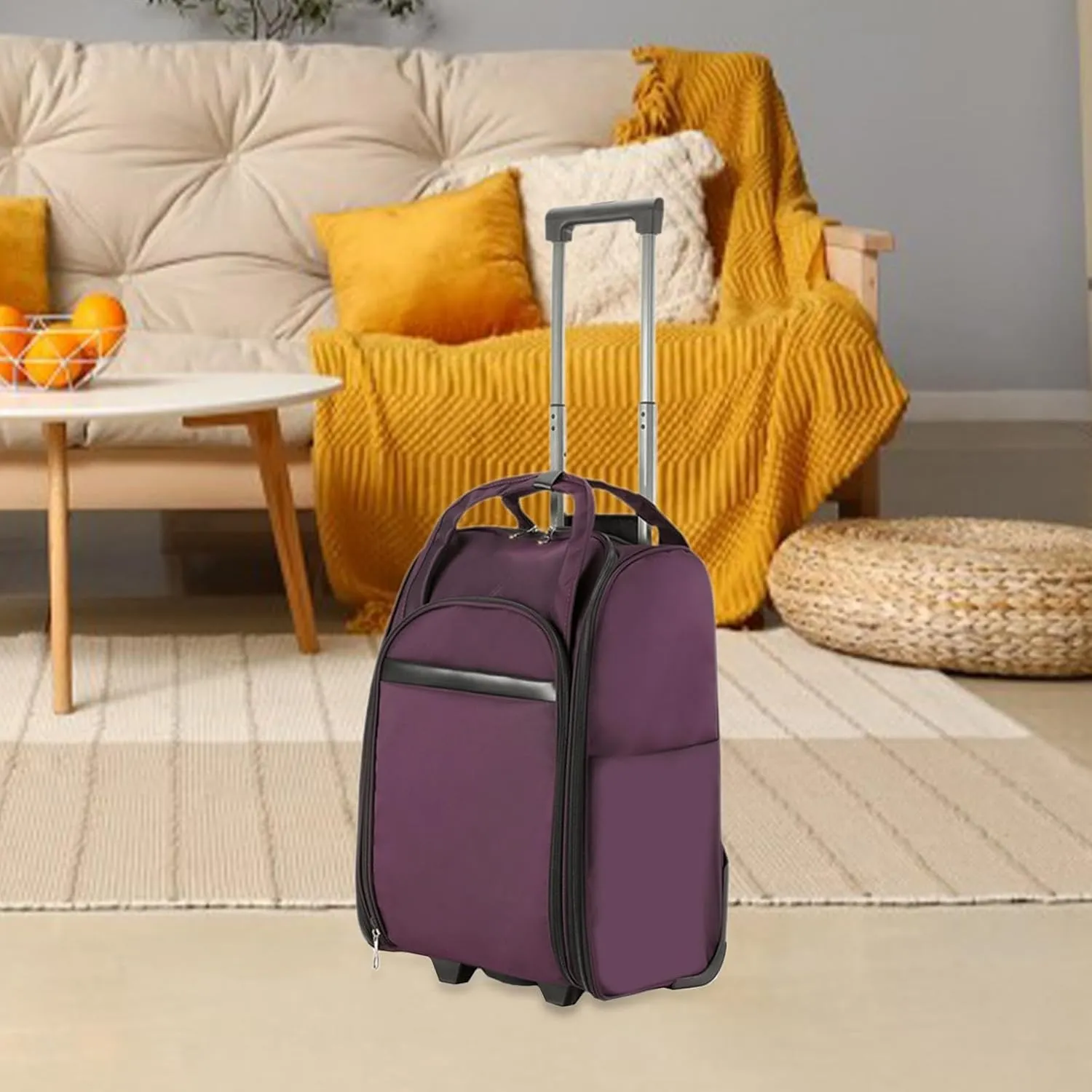 Rolling Duffel Bag with Wheels Multifunction Travel Bags for Picnic Beach Travel, Purple