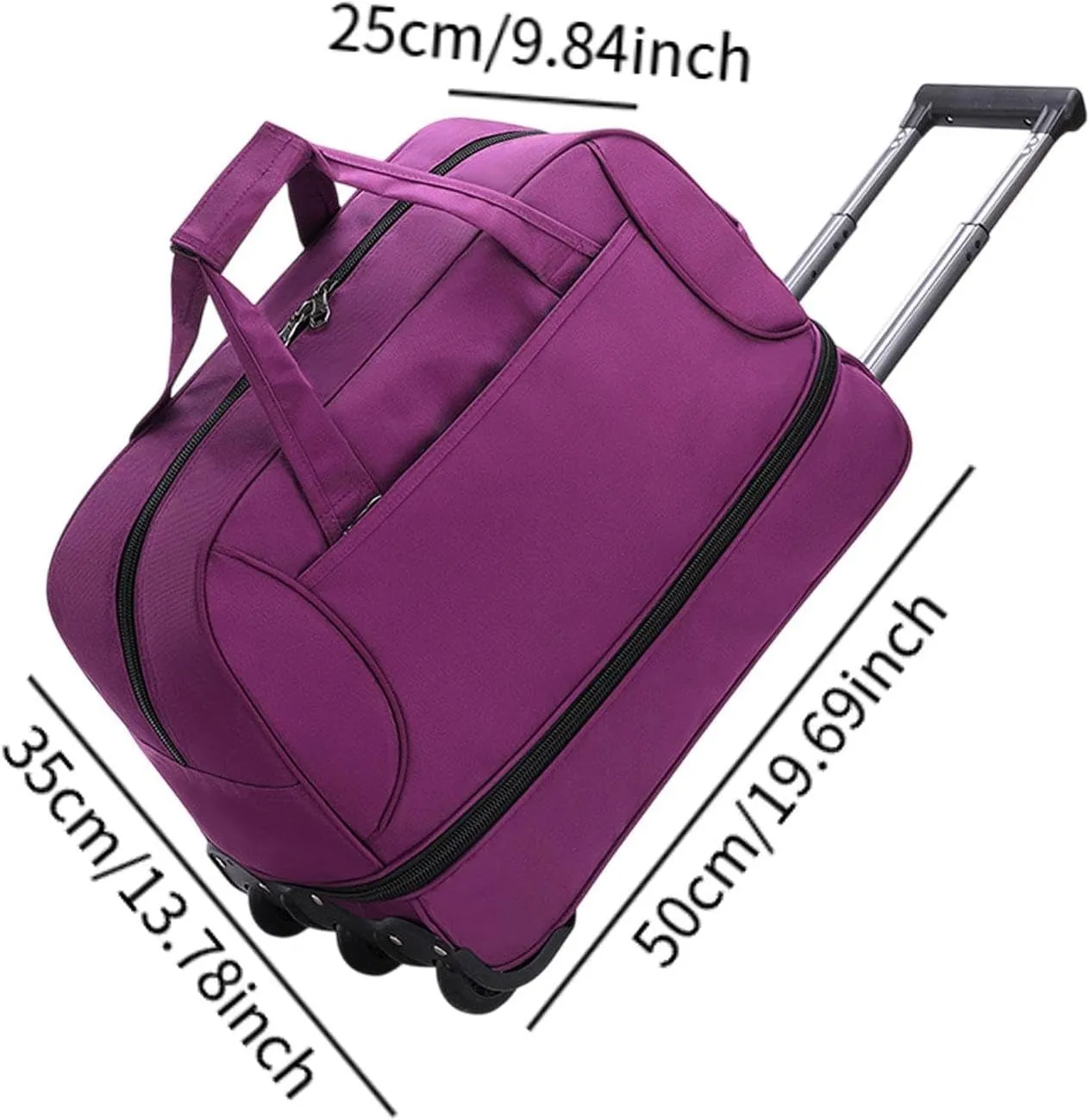 Rolling Duffel Bag with Wheels Oxford Cloth Wheeled for Traveling Outdoor Picnic, Violet