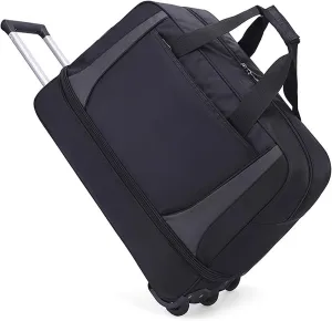Rolling Duffle Bag, Wheeled Duffle Bag Large Capacity Foldable Travel Luggage with Telescopic Handle, Waterproof Overnight Bag for Travel, Gym, Yoga(Black,Large)