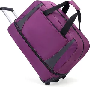 Rolling Duffle Bag, Wheeled Duffle Bag Large Capacity Foldable Travel Luggage with Telescopic Handle, Waterproof Overnight Bag for Travel, Gym, Yoga(Purple,Large)
