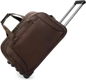 Rolling Duffle Bag With Wheels， Traveling Tote For Camp Travel Gym,Carry On Luggage Tote Unisex-Adult Short Term Trips，Weekender Camping Overnight Carry On(Brown,Large)