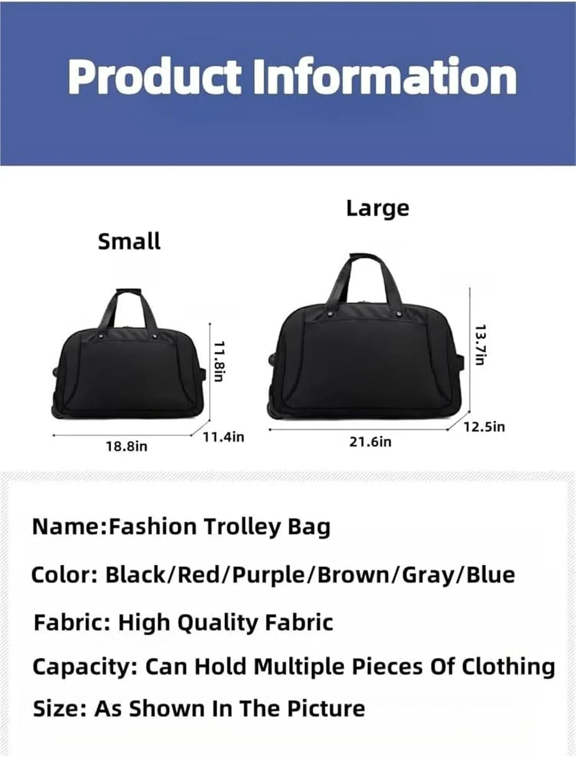 Rolling Duffle Bag With Wheels， Traveling Tote For Camp Travel Gym,Carry On Luggage Tote Unisex-Adult Short Term Trips，Weekender Camping Overnight Carry On(Brown,Large)