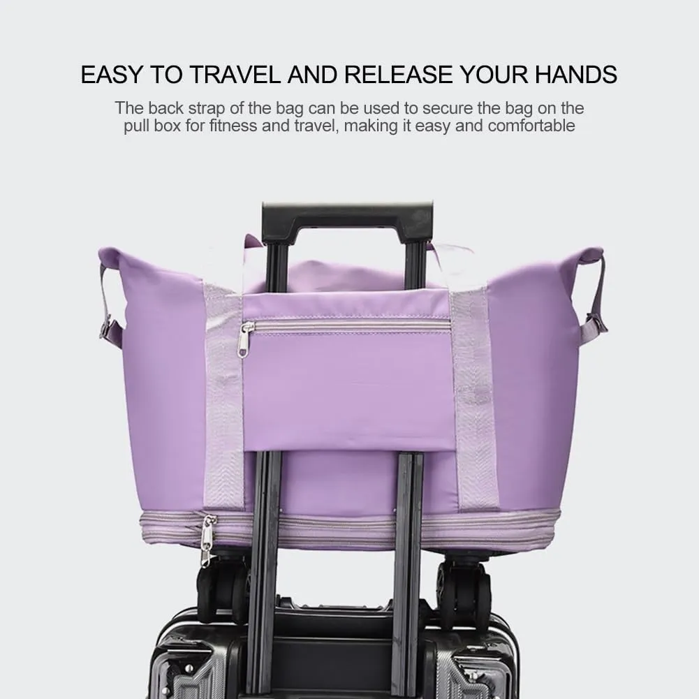 Rolling Expandable Foldable Duffle Bag for Travel with Wheels, Rolling Luggage bag, Carry-on Large Duffel Bag Large Weekend Bag (pink)