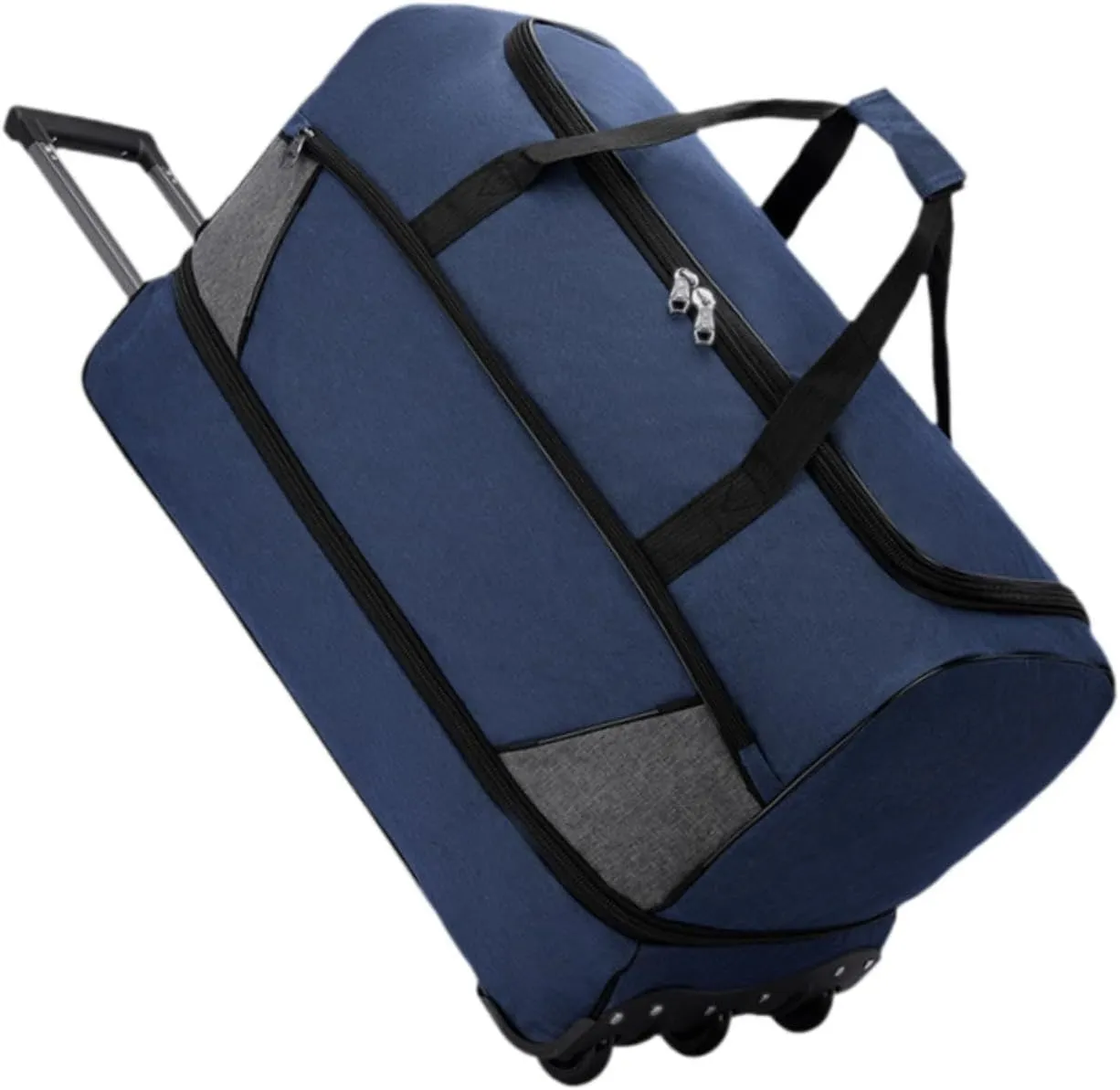 Rolling Garment Duffel Bag Multipurpose for Men Women Telescopic Aluminum Handle Lightweight Suit Dress Bag Water Resistant, Blue M