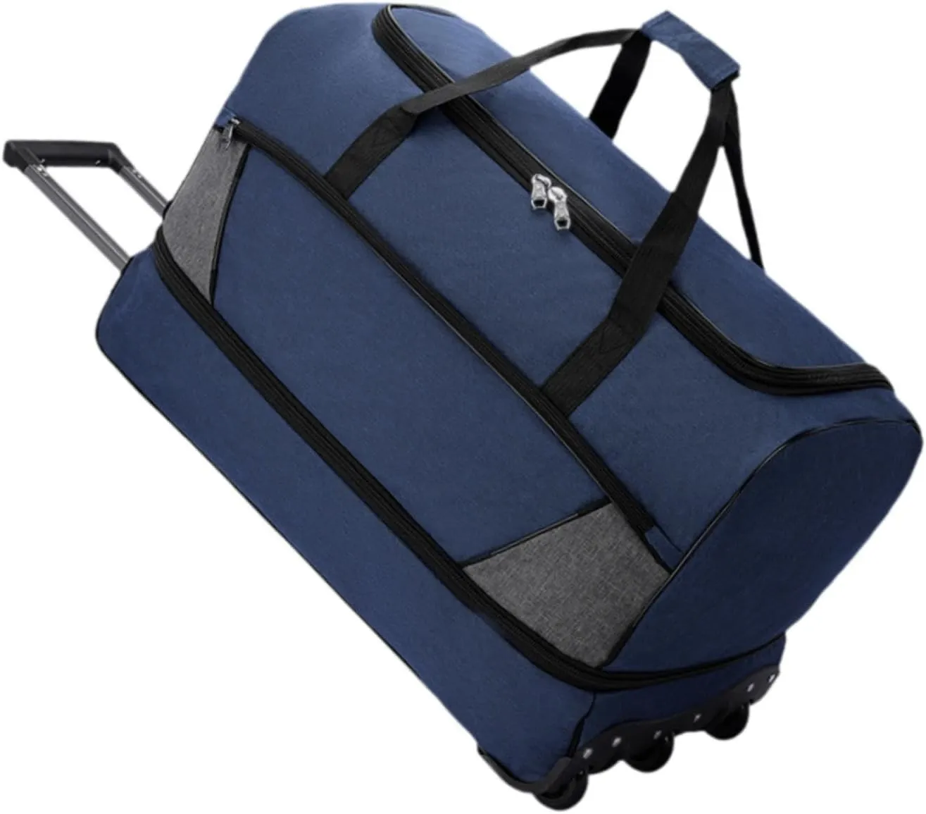 Rolling Garment Duffel Bag Multipurpose for Men Women Telescopic Aluminum Handle Lightweight Suit Dress Bag Water Resistant, Blue M