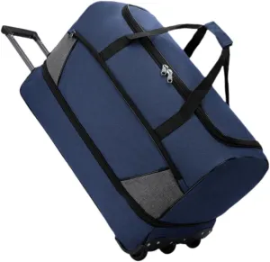 Rolling Garment Duffel Bag Multipurpose for Men Women Telescopic Aluminum Handle Lightweight Suit Dress Bag Water Resistant, Blue M
