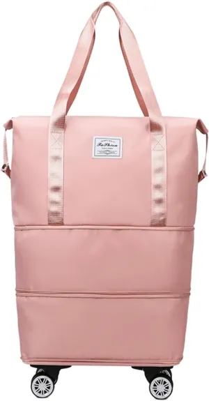 Rolling Travel Bag - Rolling Travel Bag, Rolling Travel Bag, Luggage Bag with Wheels, Detachable Wheeled Luggage Bag, Large Travel Bag with Wheels, Waterproof Travel Bag with Wheels for, Pink