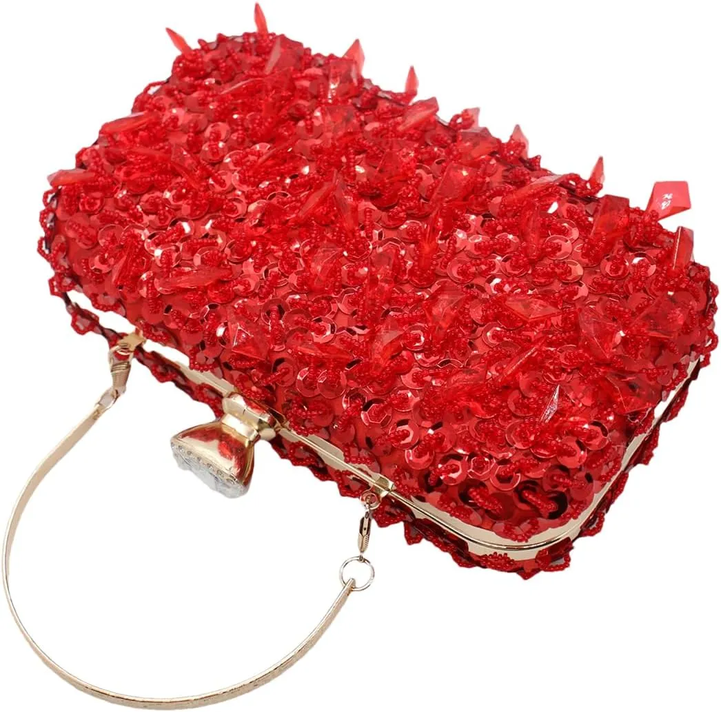RomanticDesign Women Bling Evening Bag Fashion Embroidered Beaded Sequin Clutch Cocktail Wedding Party Purse
