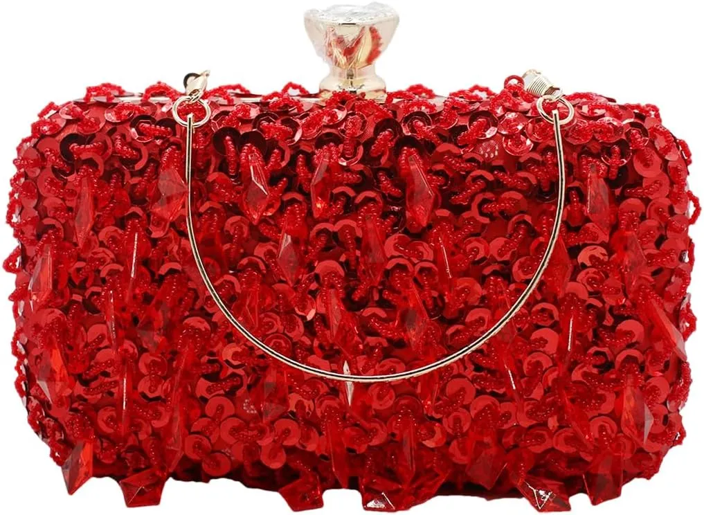 RomanticDesign Women Bling Evening Bag Fashion Embroidered Beaded Sequin Clutch Cocktail Wedding Party Purse