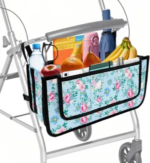 Rose and Daisy Walker Basket Walker Accessories Walker Bags for Folding Walker for Four Wheel Rollator Seniors Accessory Attachment for Folding