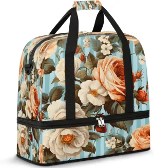 Rose Garden Symphony Travel Duffel Bag, Travel Essentials, Gym Bag for Women, Weekender Overnight Bag With Shoes Compartment, Carry On Bags for Airplanes