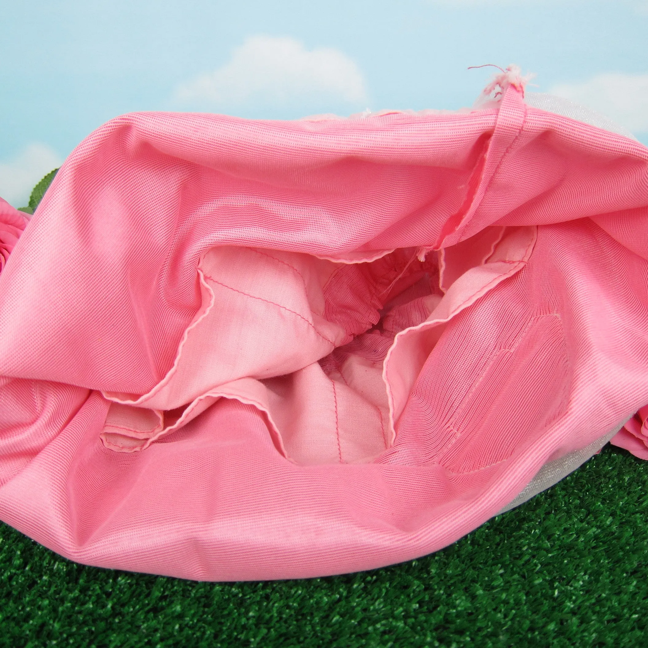 Rose Petal Place Purse Pink Drawstring Bag with Comb & Mirror, Pockets for Dolls