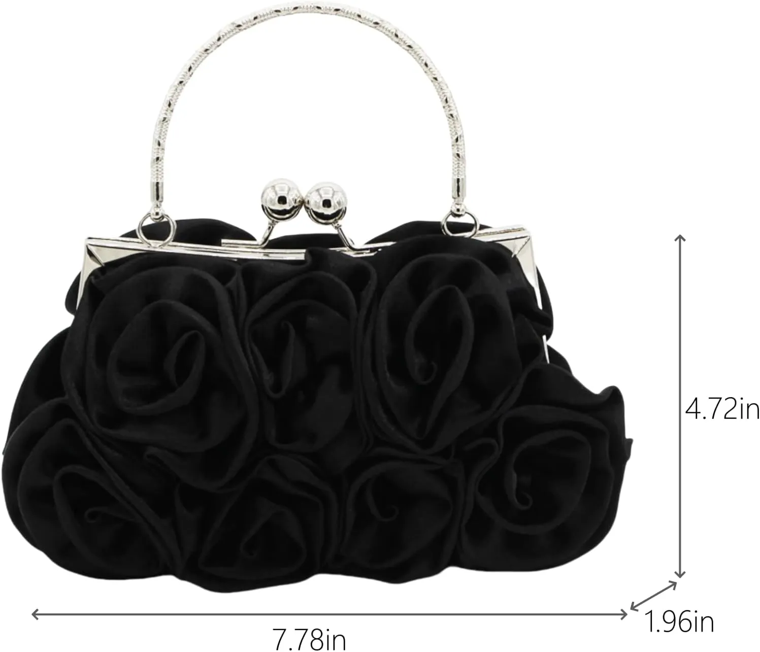 Roses Clutch Purse for Women, Small Floral Handbag Mini Satin Bag with Detachable Strap Wedding Gift for Girl Mom