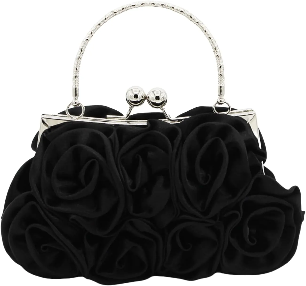 Roses Clutch Purse for Women, Small Floral Handbag Mini Satin Bag with Detachable Strap Wedding Gift for Girl Mom