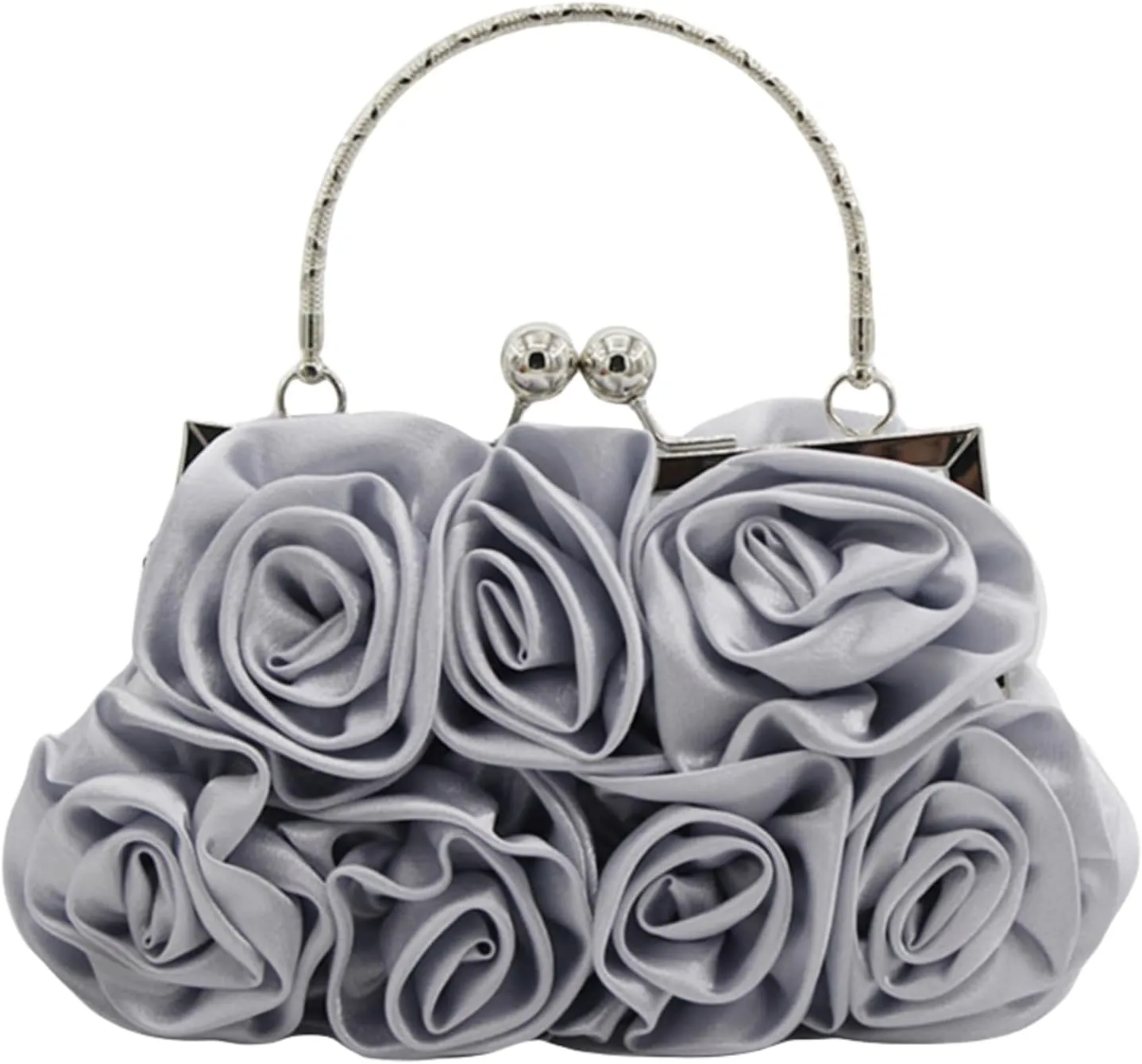 Roses Clutch Purse for Women, Small Floral Handbag Mini Satin Bag with Detachable Strap Wedding Gift for Girl Mom