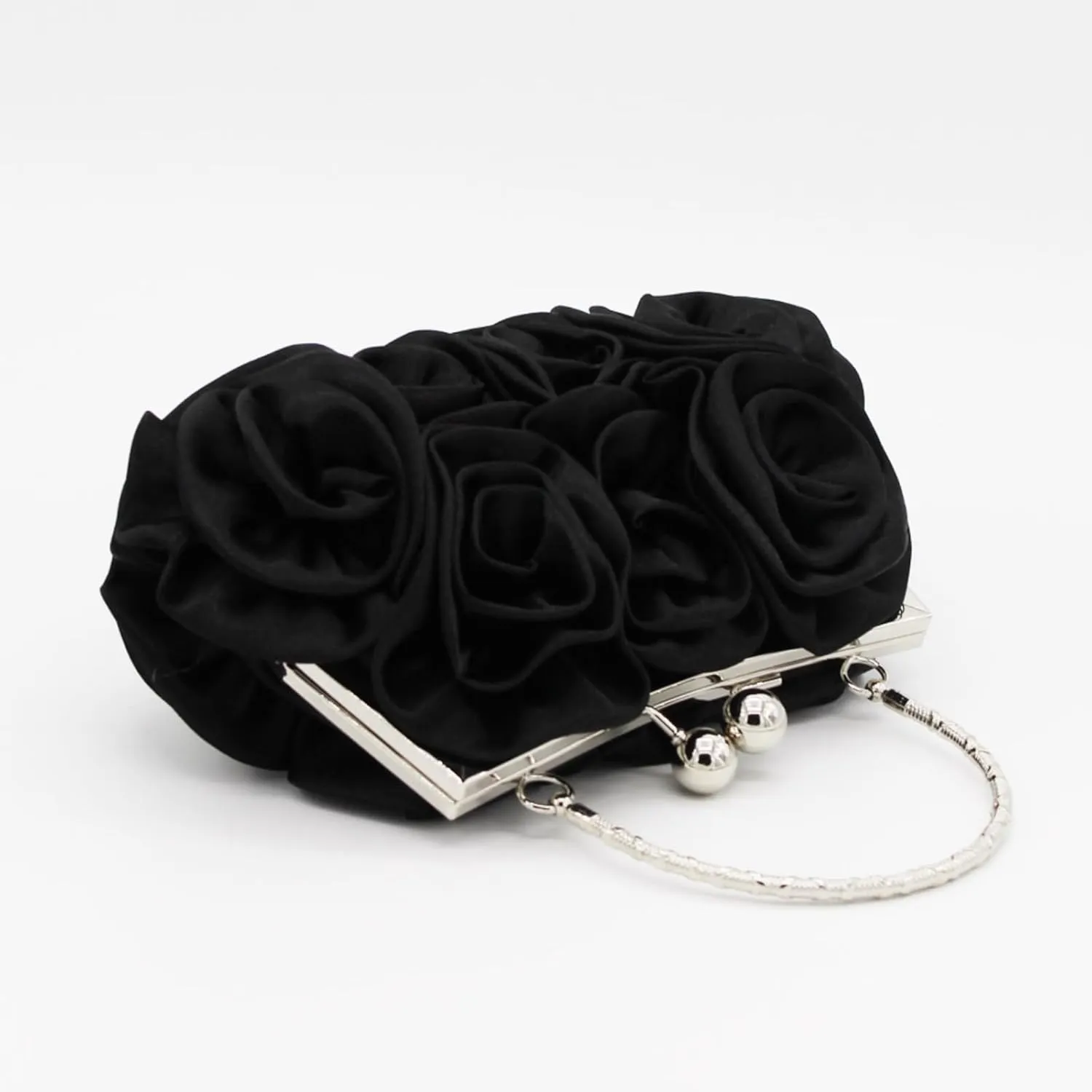 Roses Clutch Purse for Women, Small Floral Handbag Mini Satin Bag with Detachable Strap Wedding Gift for Girl Mom