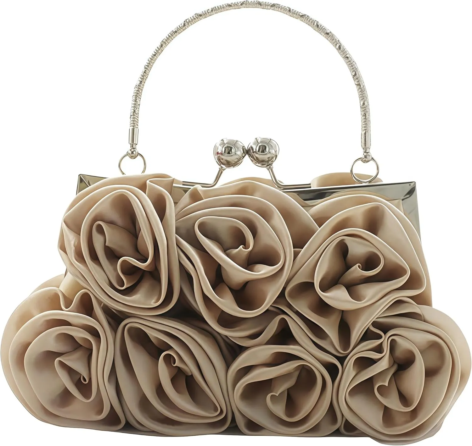Roses Clutch Purse for Women, Small Floral Handbag Mini Satin Bag with Detachable Strap Wedding Gift for Girl Mom