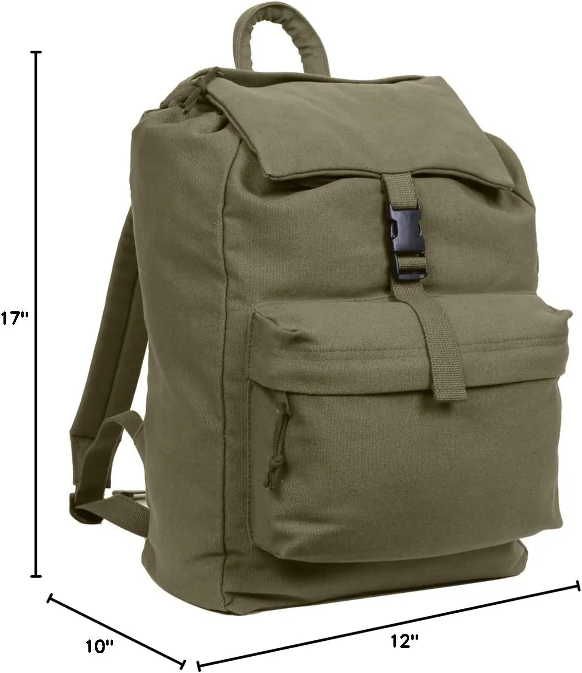 Rothco Canvas Daypack – Heavy-Duty Cotton Canvas Backpack for Hiking, Camping, Traveling, and Daily Use – 34L Capacity