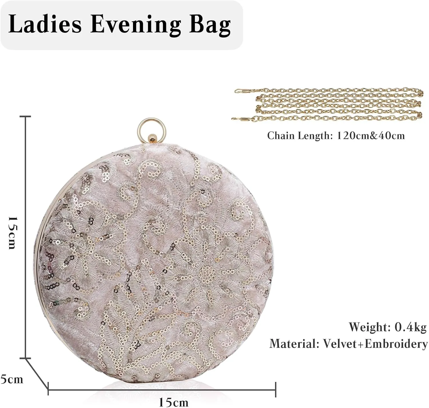 Round Velvet Clutch Purses for Women Flower Evening Bag Vintage Handbag Bridal Wedding Purse