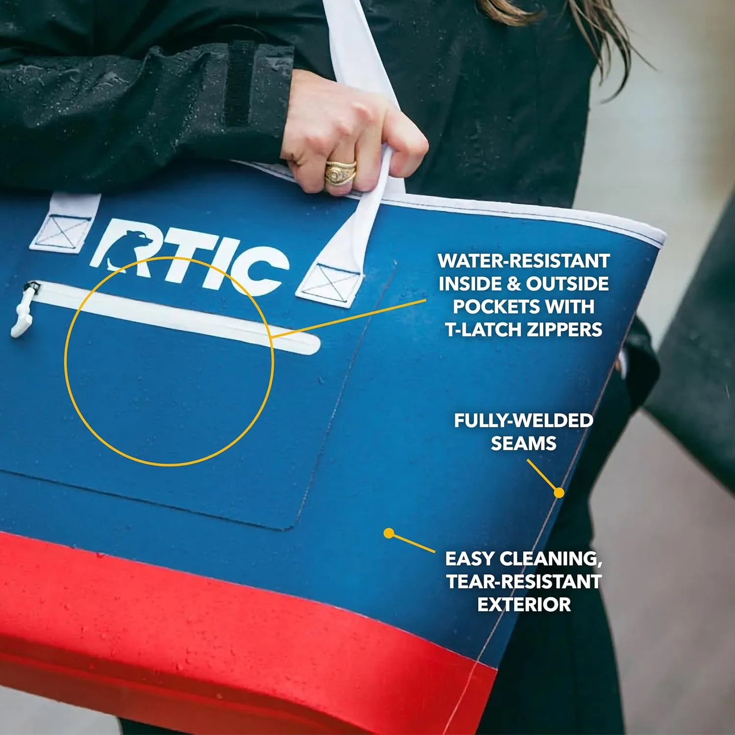RTIC Ultra-Tough Tote Bag, Waterproof for Beach, Pool, Towel, Grocery, Shopping, Heavy-Duty, Puncture Resistant, Small