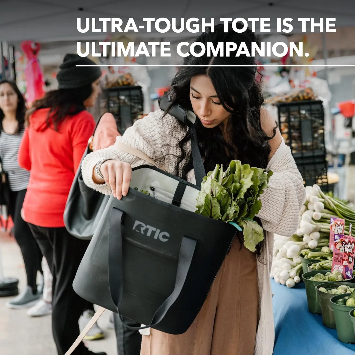 RTIC Ultra-Tough Tote Bag, Waterproof for Beach, Pool, Towel, Grocery, Shopping, Heavy-Duty, Puncture Resistant, Small