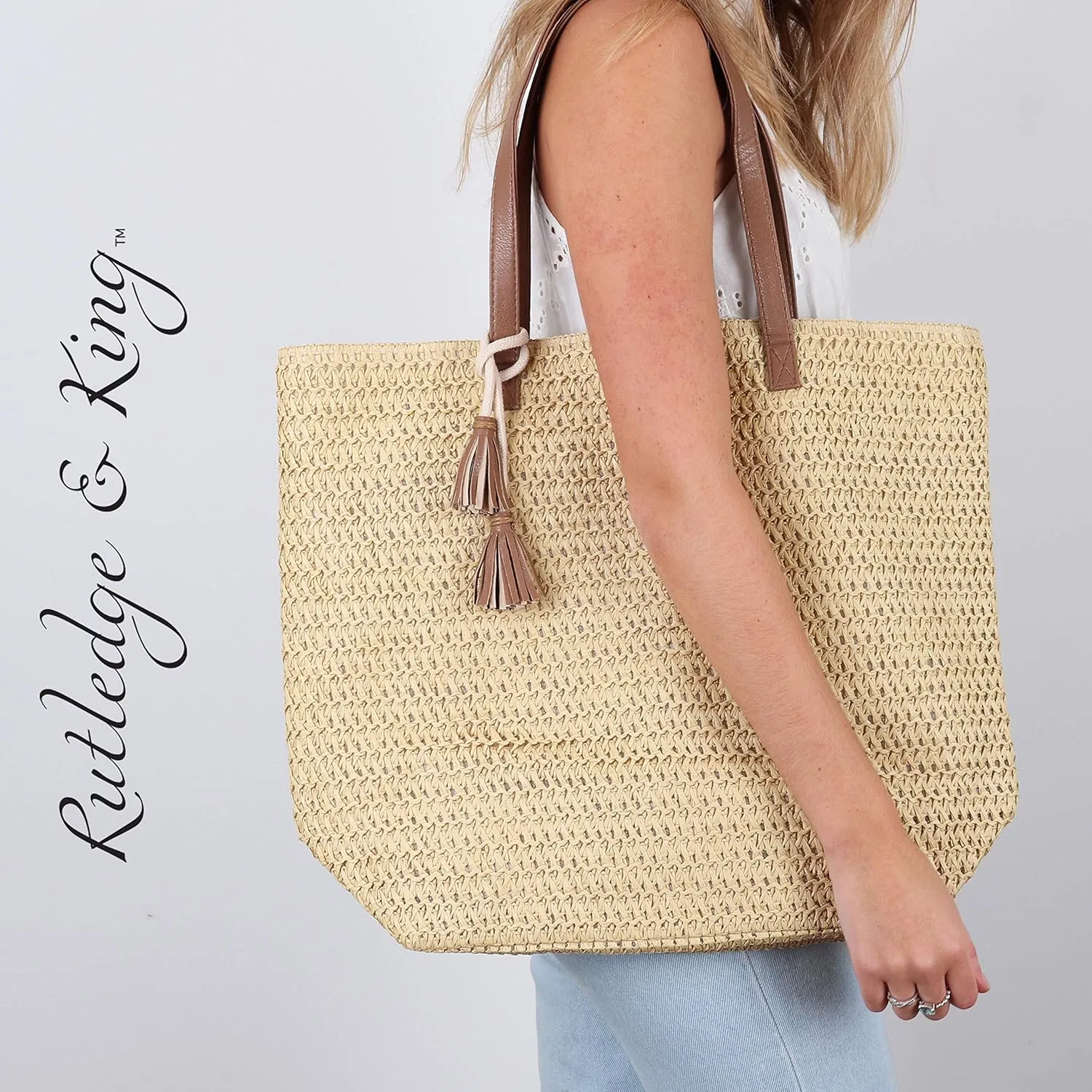 Rutledge & King Straw Bag - Tote Bag - Beach Bag - Large Tote Bag