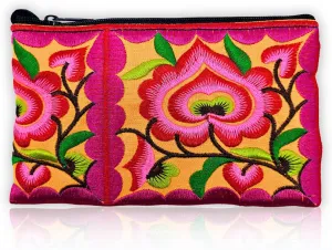 Sabai Jai Floral Mini Wristlet Wallet: Small Handmade Boho Cotton Change Purse Bag for Women - Colorful, Cute & Eco Friendly