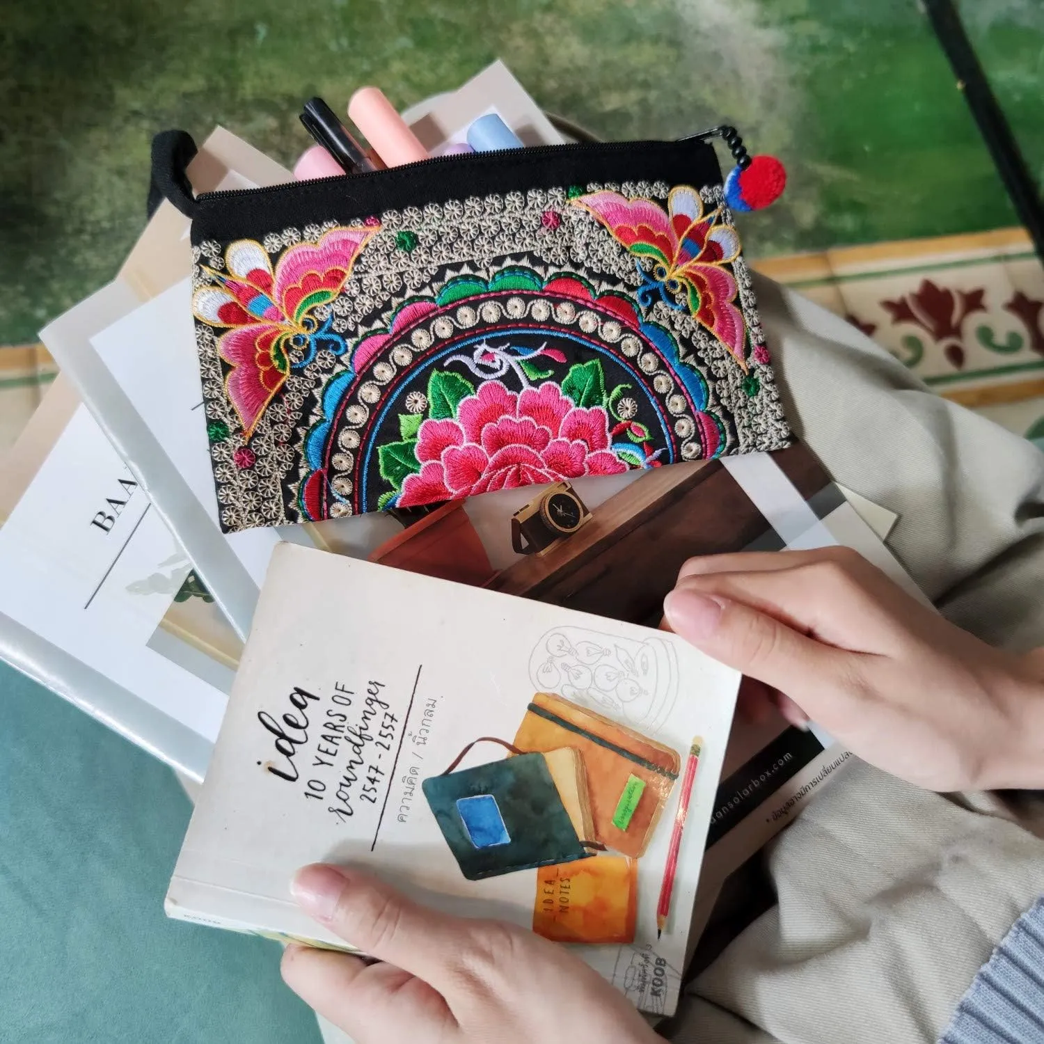 Sabai Jai - Smartphone Wristlet Bag - Handmade Embroidered Boho Clutch Wallets Purses