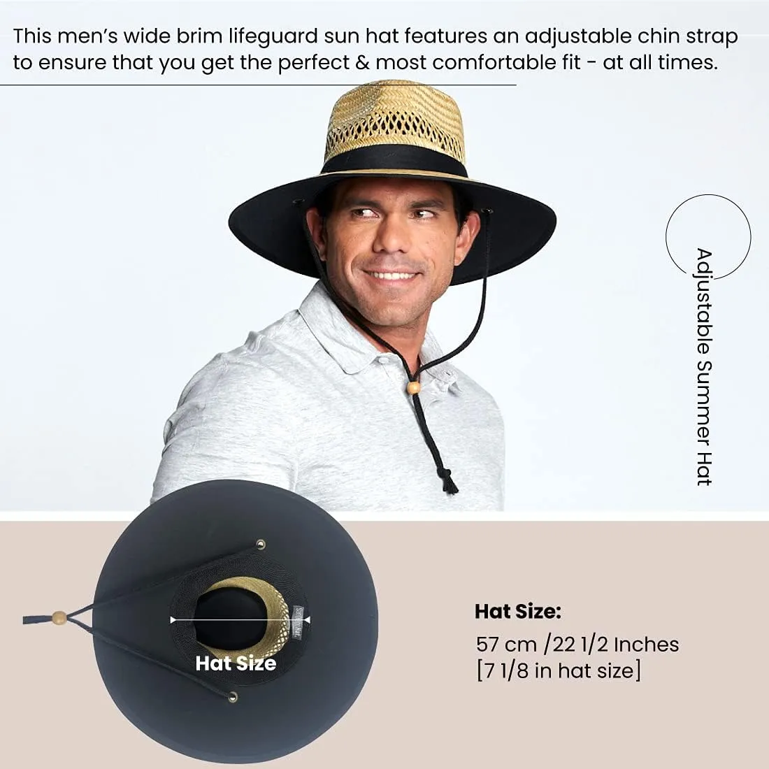 San Diego Hat Company Men's Rush Straw Lifeguard Hat with Fabric Band