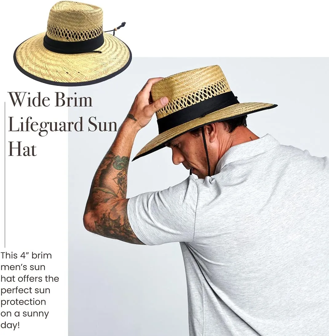 San Diego Hat Company Men's Rush Straw Lifeguard Hat with Fabric Band