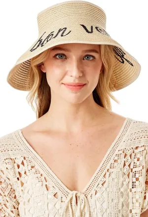 ScarvesMe Women's Adjustable Bon Voyage Roll up Straw Visor Sun Hat