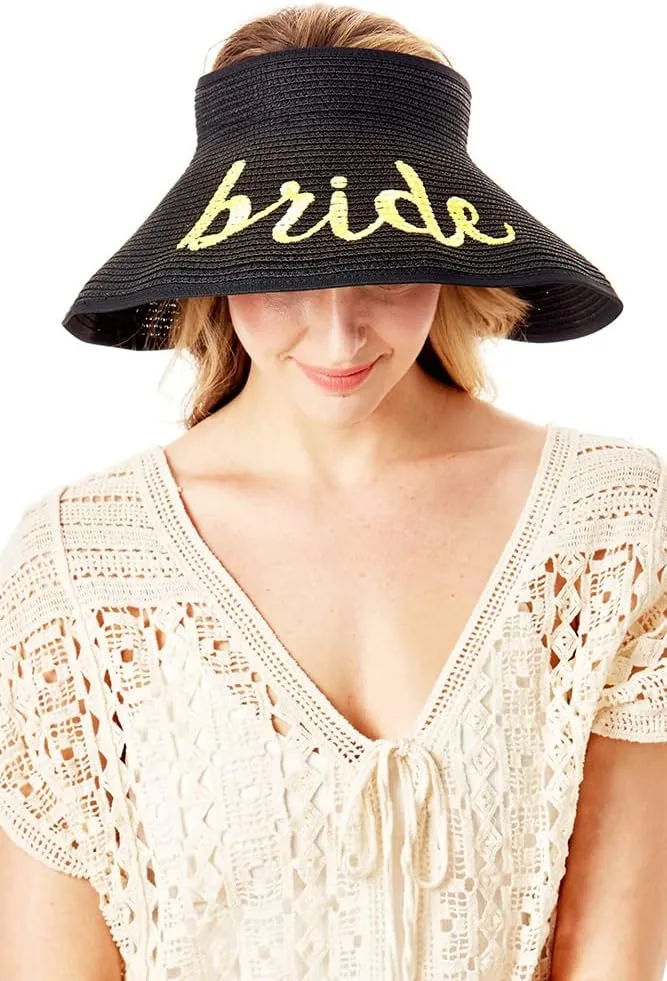 ScarvesMe Women's Adjustable Bride Roll up Straw Visor Sun Hat