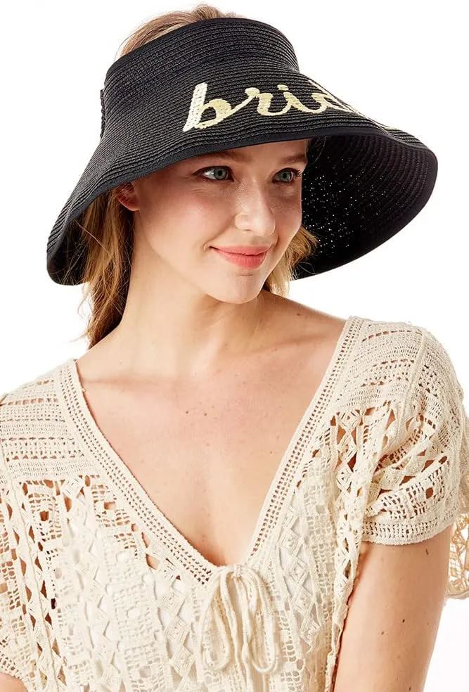 ScarvesMe Women's Adjustable Bride Roll up Straw Visor Sun Hat